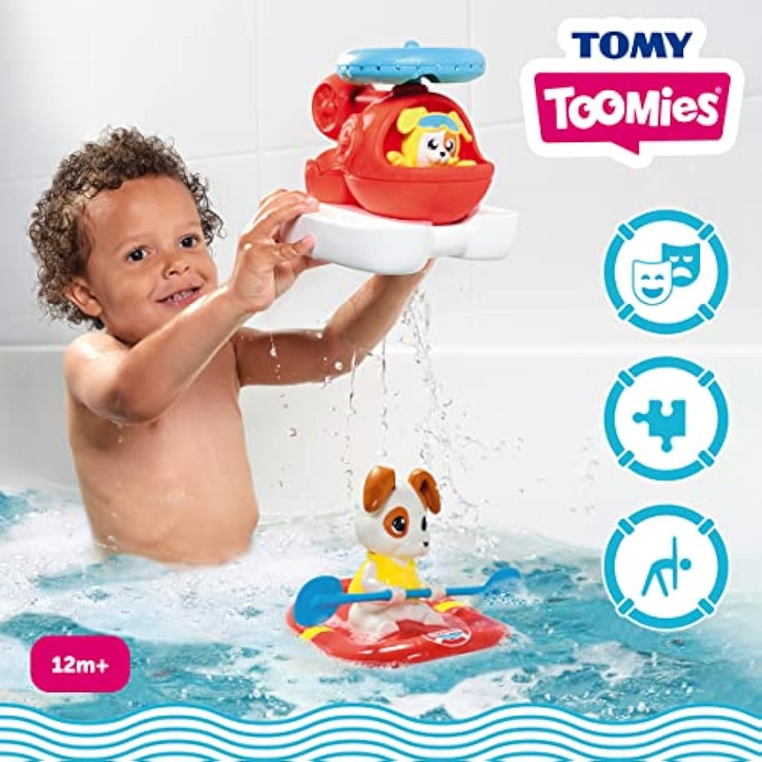 Toomies Sea Rescue Set – Floating Helicopter and Raft Bath Toy