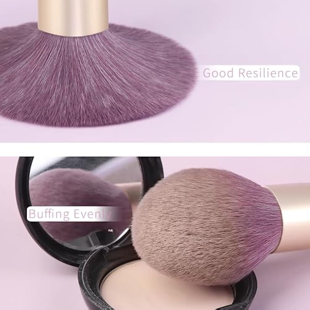ENZO KEN Purple Vegan Makeup Brush Set with Case – 100% Natural Fiber