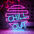 Jolof Store Chill Out Neon Sign – Blue & Pink LED Wall Decor for Game Room