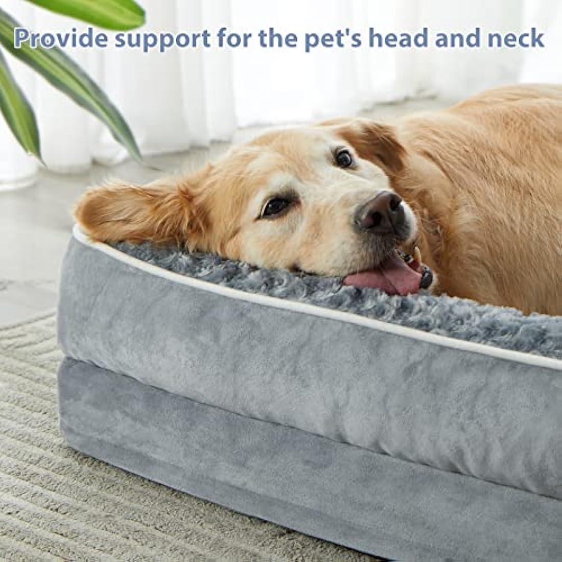 BFPETHOME Large Orthopedic Dog Bed | Waterproof Washable Sofa Bed, Grey