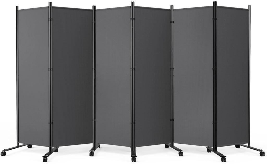 6 Panel Room Divider 183CM Folding Privacy Screens with Lockable Wheels - image 1