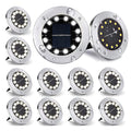Nurkoo Solar Floor Lights | 12-Pack Outdoor 12 LED Disk Lights | Cool White