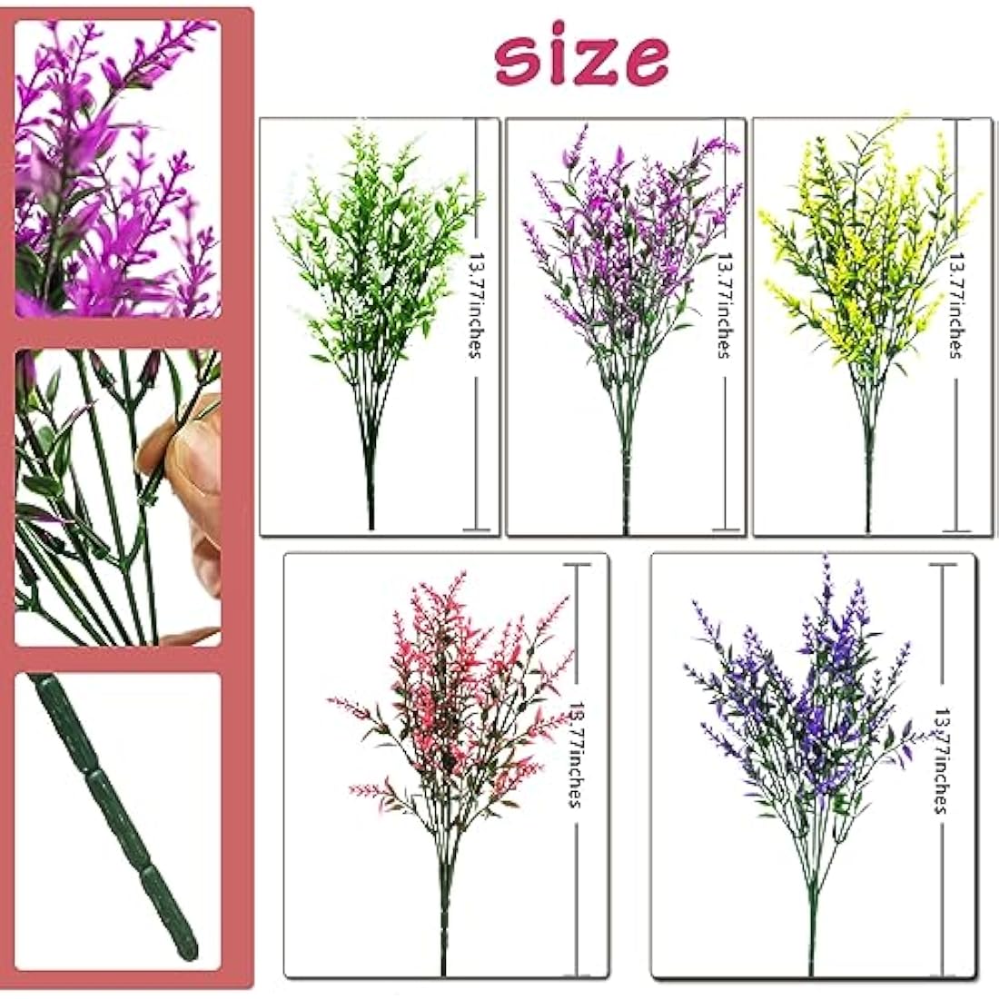 20 Bundles Artificial Lavender Flowers | UV Resistant Shrub
