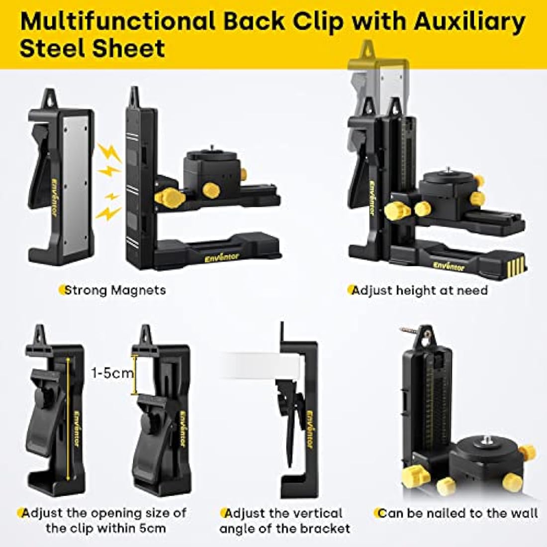 Enventor L-Shape Magnetic Laser Level Bracket | 360° Fine-Tuning Stand