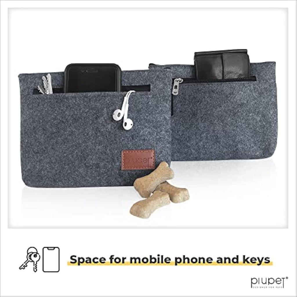 PiuPet Dog Treat Pouch – Magnetic Felt Training Bag with 3 Pockets