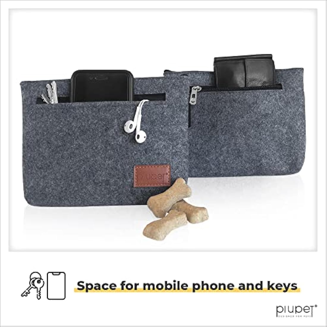 PiuPet Dog Treat Pouch – Magnetic Felt Training Bag with 3 Pockets