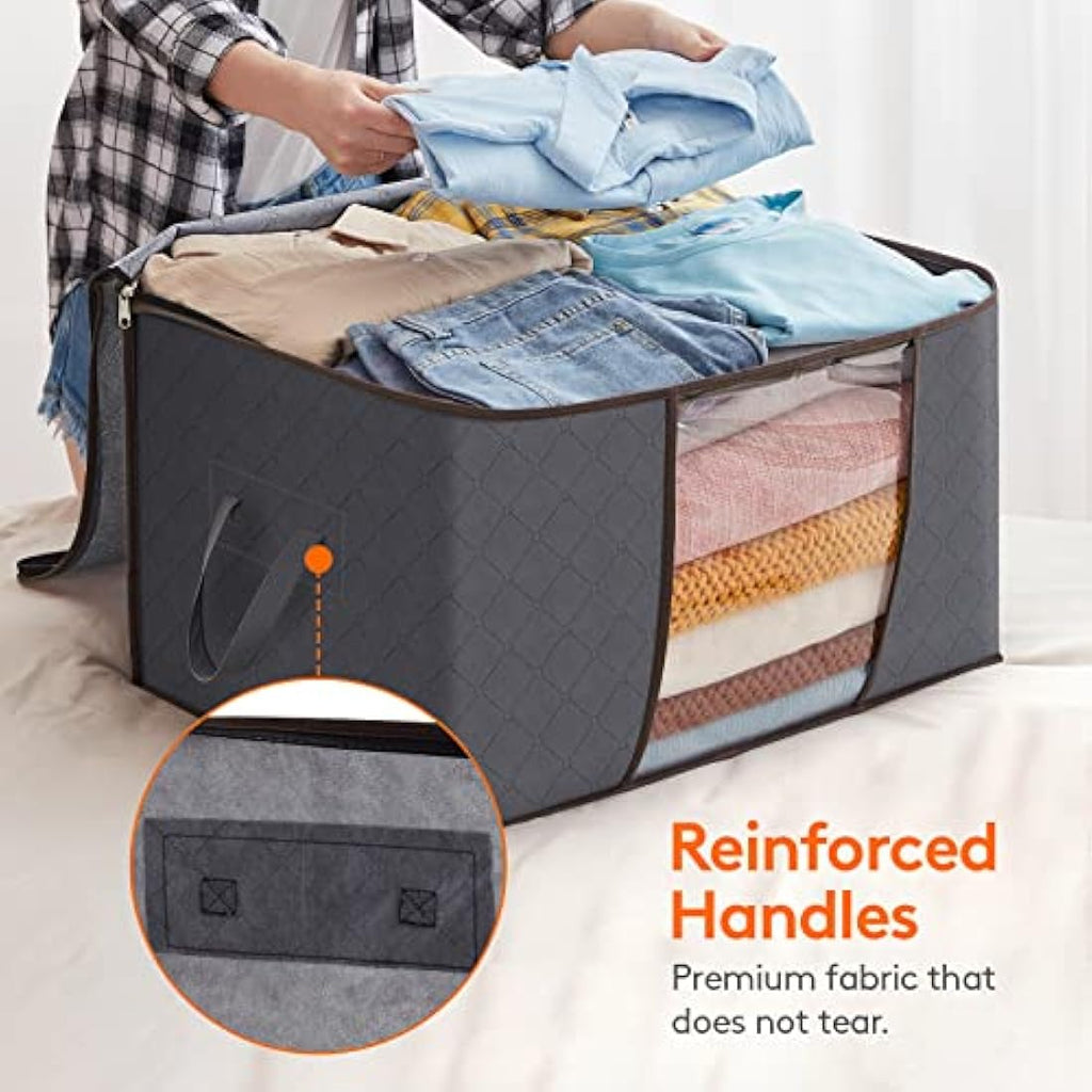 Lifewit 95L Clothes Storage Bags | Large Fabric Organizers, 8 Pack – Grey