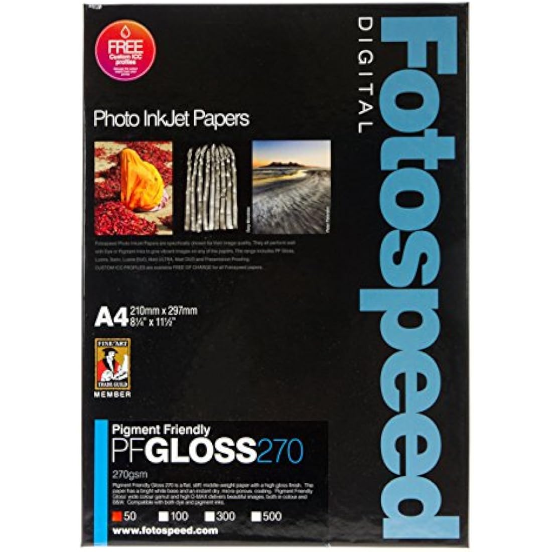 Fotospeed Pigment Friendly Gloss 270gsm Inkjet Paper | A4, 50 Sheets