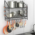 VyGrow 2-Tier Wall Mounted Pot Rack | Heavy Duty Steel Pan Organizer