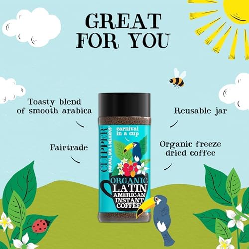 Clipper Organic Arabica Instant Coffee – 6 x 100g Fairtrade Bulk Jars