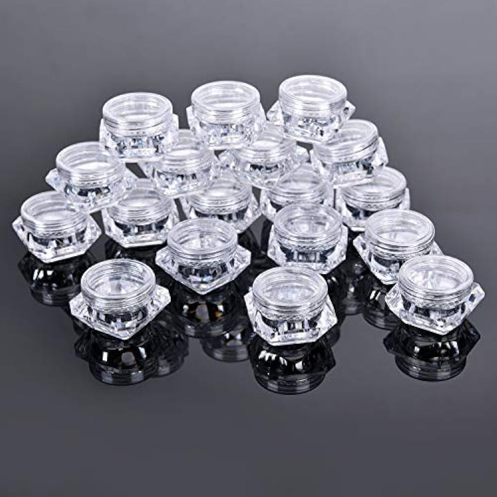 Yalbdopo 50-Piece 5g Diamond Cosmetic Jars with Spatulas | Clear Plastic
