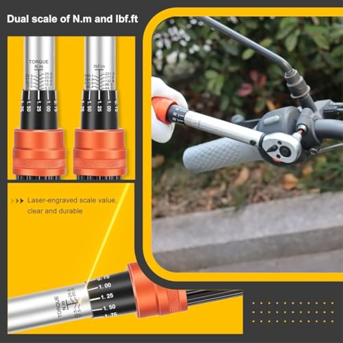 ATsafepro 1/4 Inch Bicycle Torque Wrench Set | 5-25 Nm High Accuracy Kit