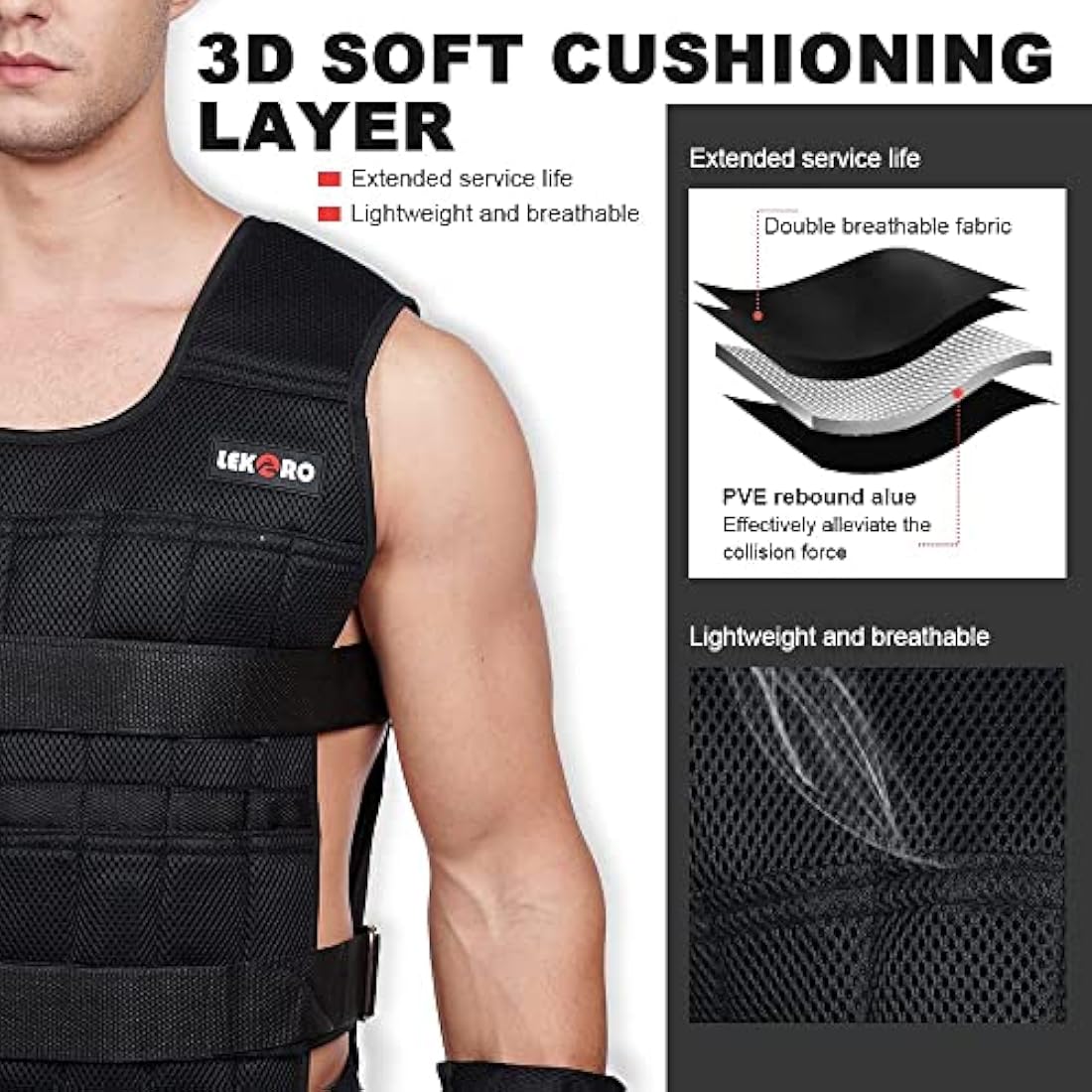 Adjustable Weighted Vest | 44LB Steel Plate Training Jacket