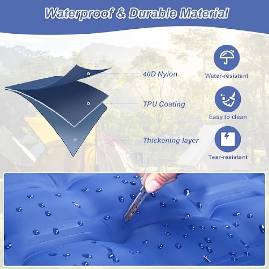 KASIMO Double Sleeping Pad – 5" Thick Inflatable Camping Mattress with Pillow