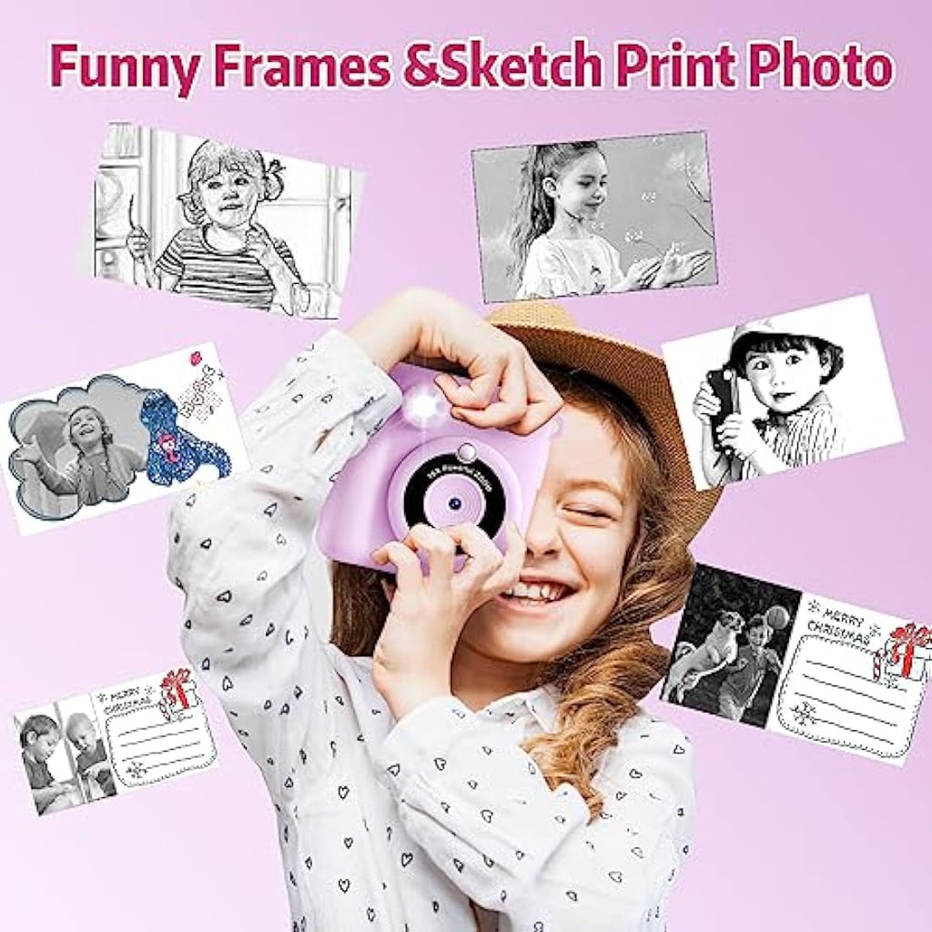 Kids Instant Print Camera | 1080P HD Digital Toy with 32GB SD Card