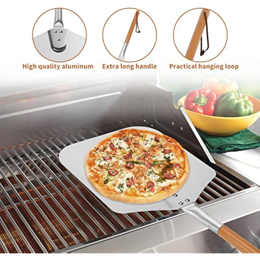 Mimiuo Cordierite Pizza Stone and Aluminum Peel Set for Oven and Grill