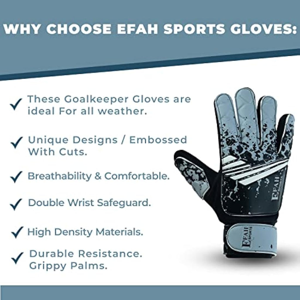 EFAH SPORTS Kids Soccer Goalkeeper Gloves – Youth Goalie Super Grip