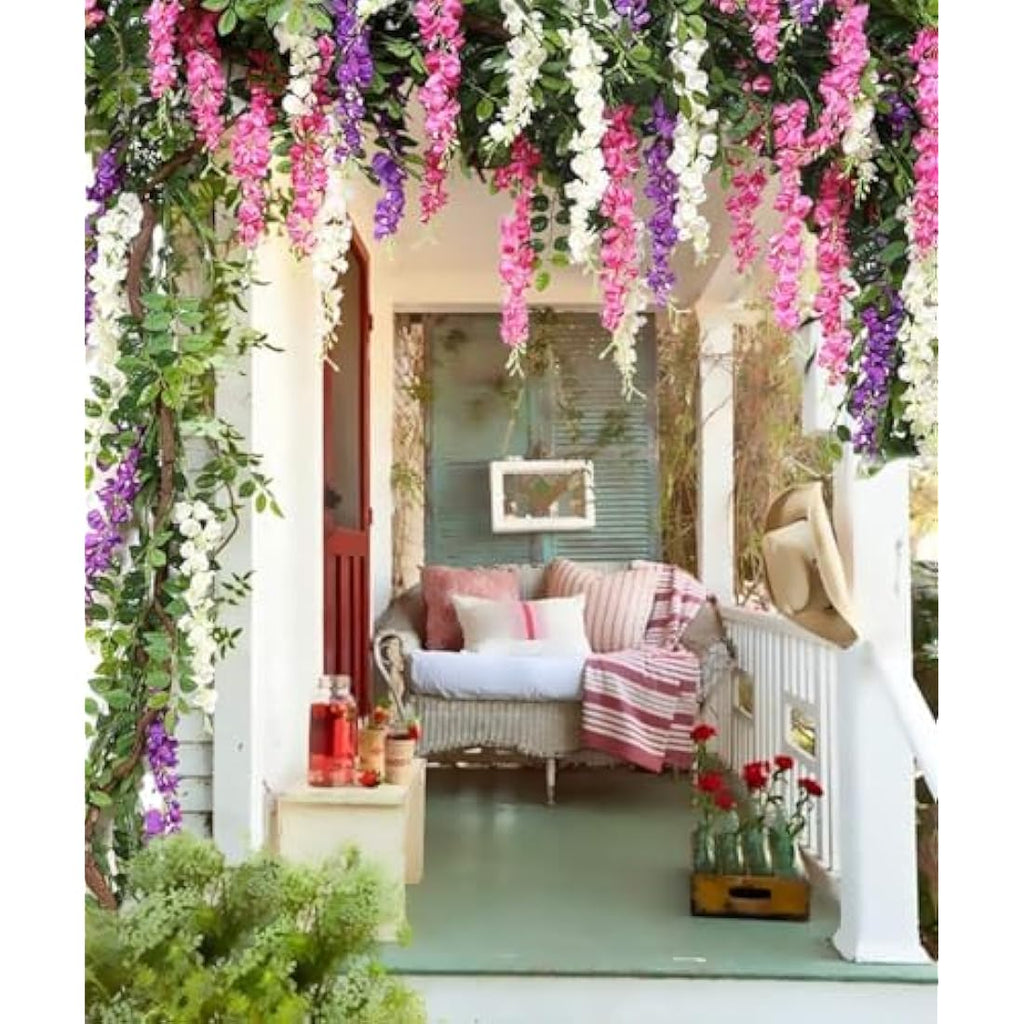 Jolof Store Artificial Wisteria Vine Garland – 112cm Silk Hanging Flowers