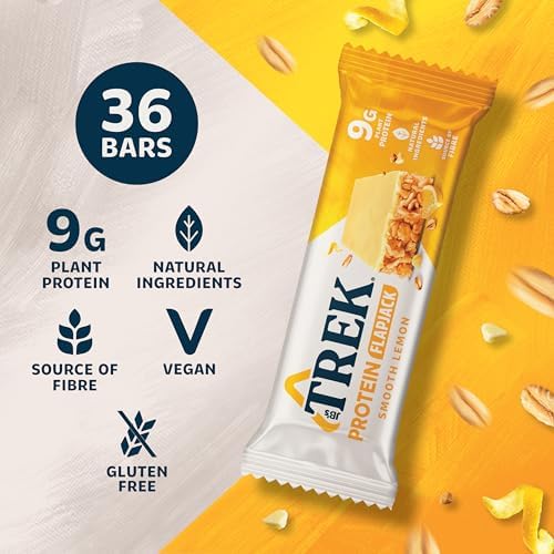 JB's Trek High Protein Lemon Flapjacks – Vegan & Gluten Free – 36 Pack