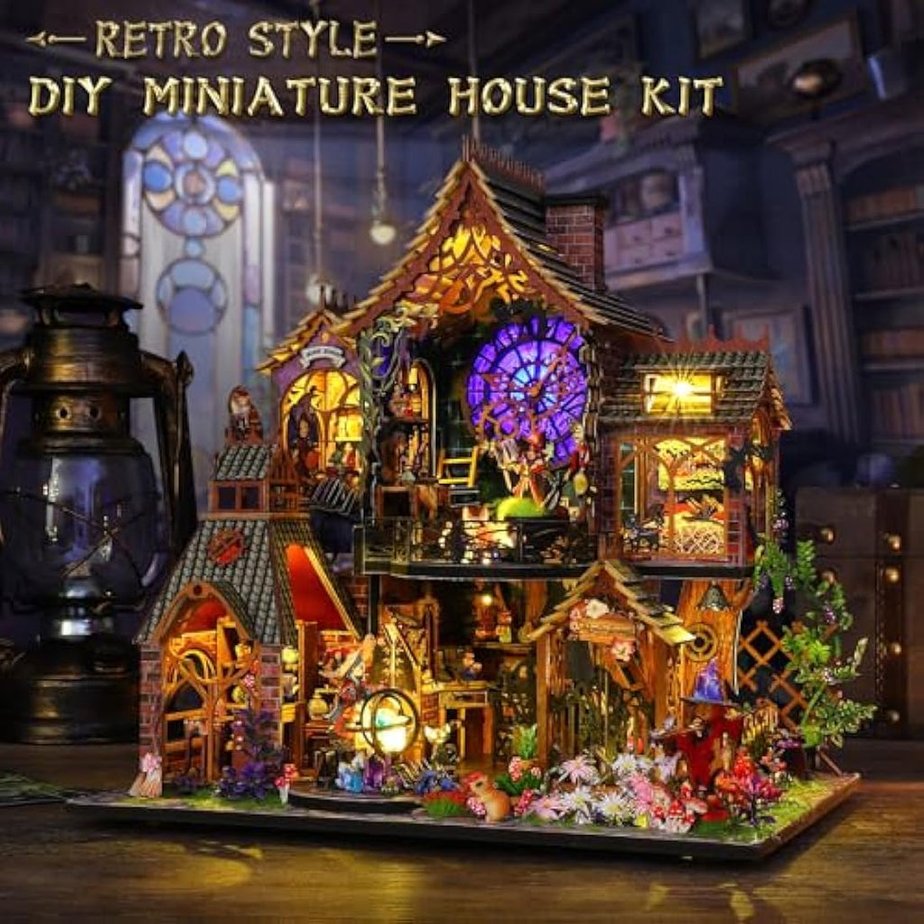 Mostop Magic Spirit DIY Miniature Dollhouse Kit - Wooden House with LED