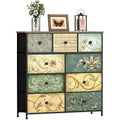VEDECASA 9-Drawer Fabric Dresser – Retro Floral Chest for Bedroom