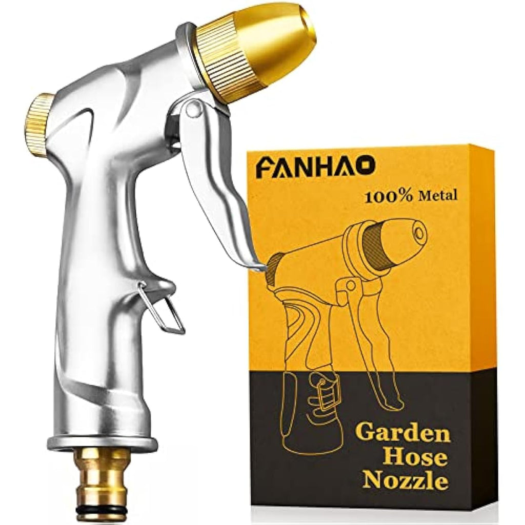 FANHAO Heavy Duty Metal Garden Hose Spray Gun | High Pressure Brass Nozzle