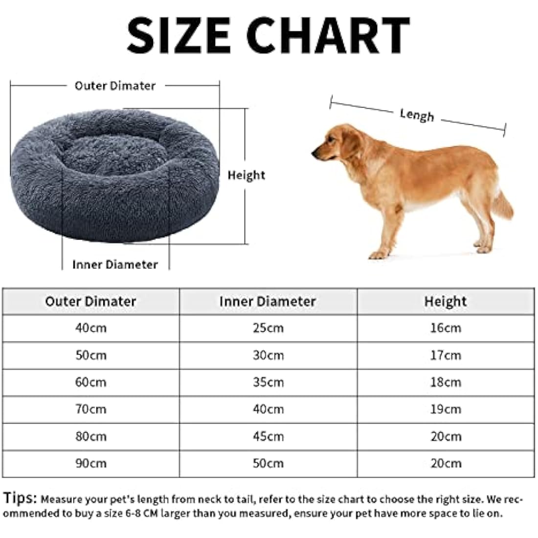 Jolof Store Calming Donut Cat Bed – Washable Faux Fur Pet Bed, Khaki