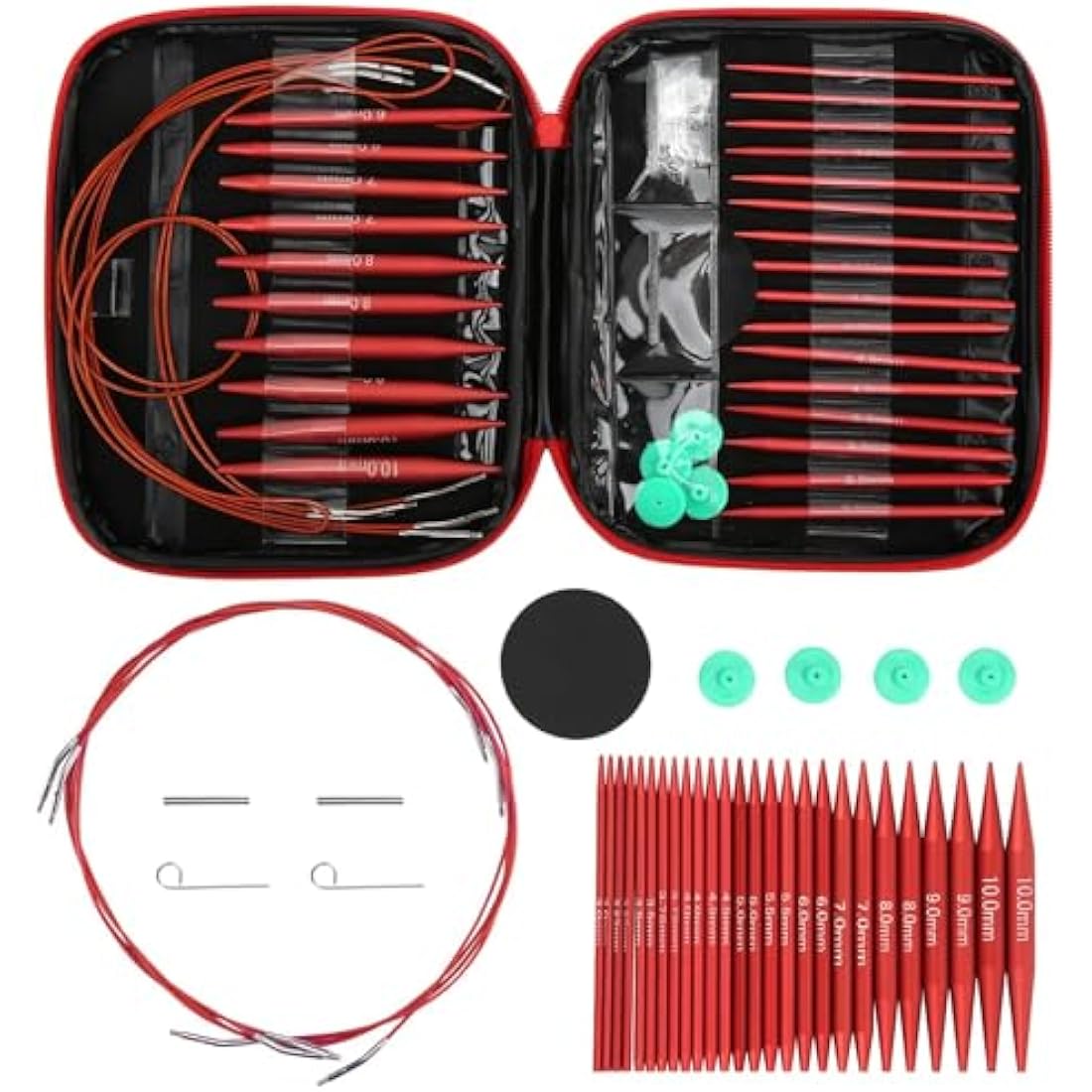 Jolof Store Aluminum Interchangeable Circular Knitting Needles Set - 13 Sizes