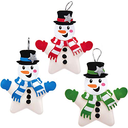 Baker Ross Snowman Star Bauble Kits – DIY Christmas Craft (Pack of 6)