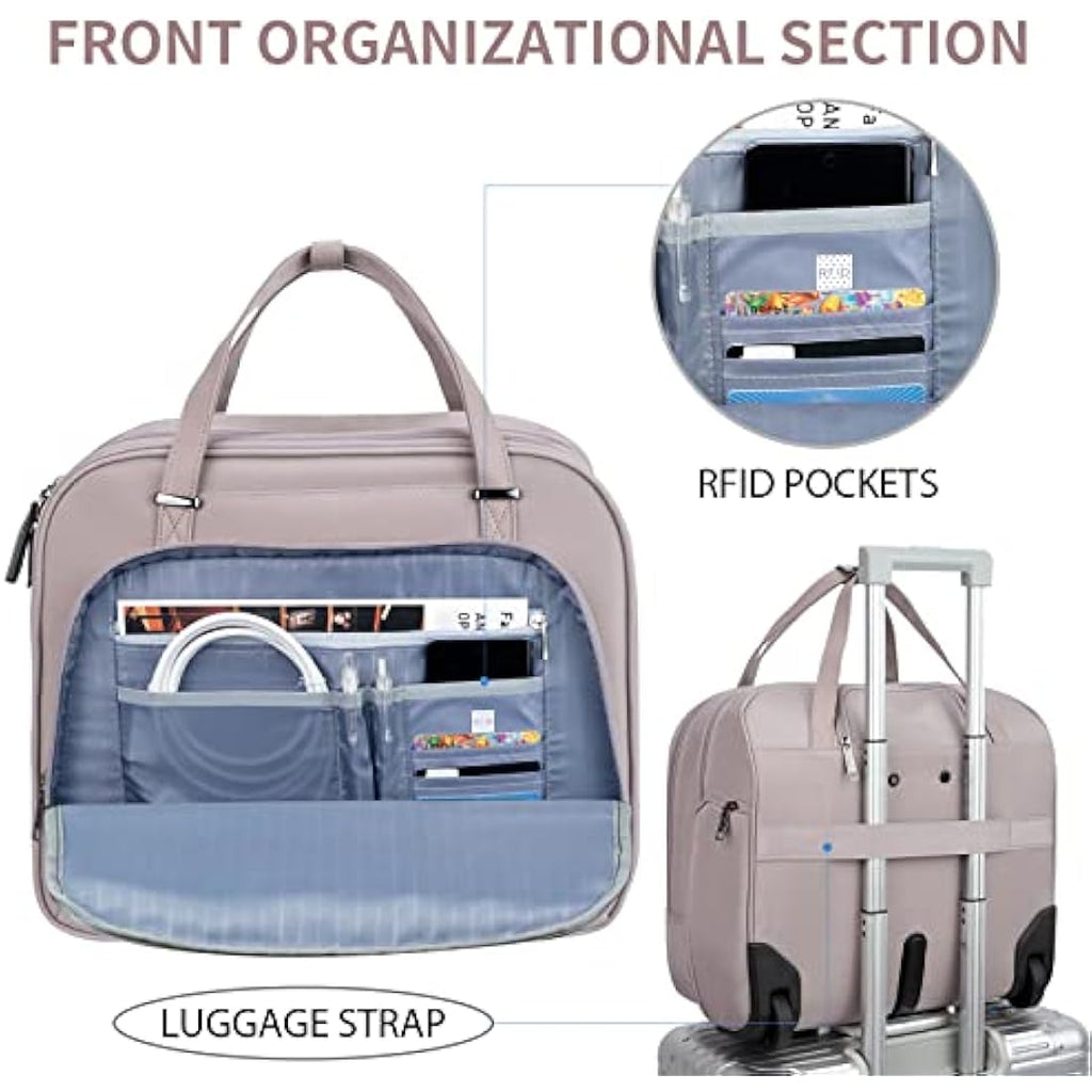 EMPSIGN Rolling Laptop Bag | 15.6 Inch Wheeled Briefcase with RFID, Pink