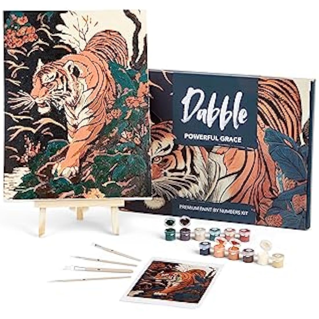 Dabble Paint by Numbers Kit for Adults - Floral Canvas with Acrylic Paint
