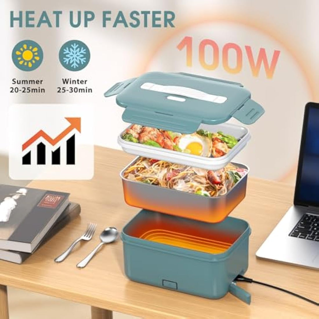 Carsolt 100W Electric Lunch Box – 1.8L Stainless Steel Portable Food Warmer