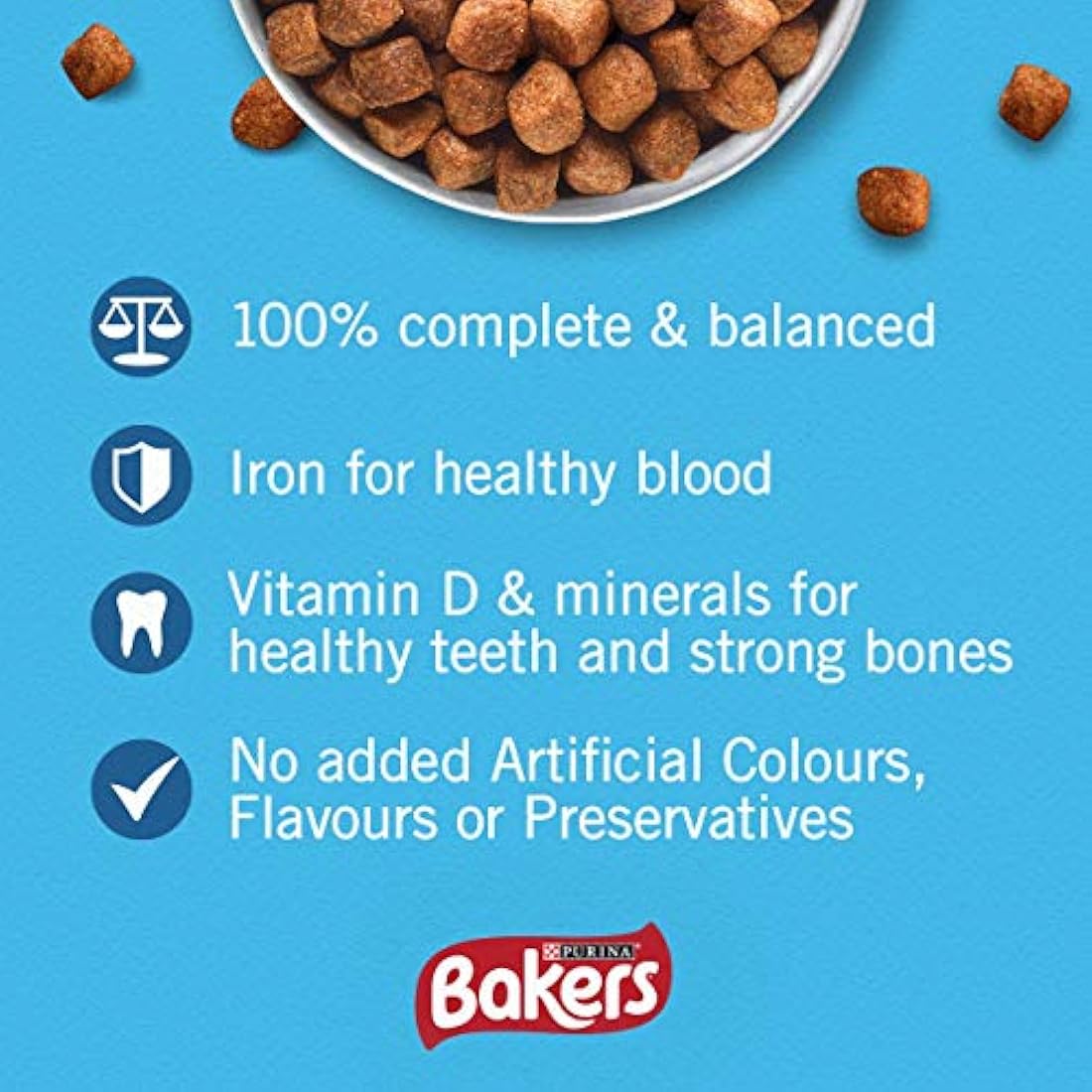 Bakers Meaty Meals Beef Dry Dog Food - 1kg Adult Kibble (Pack of 4)