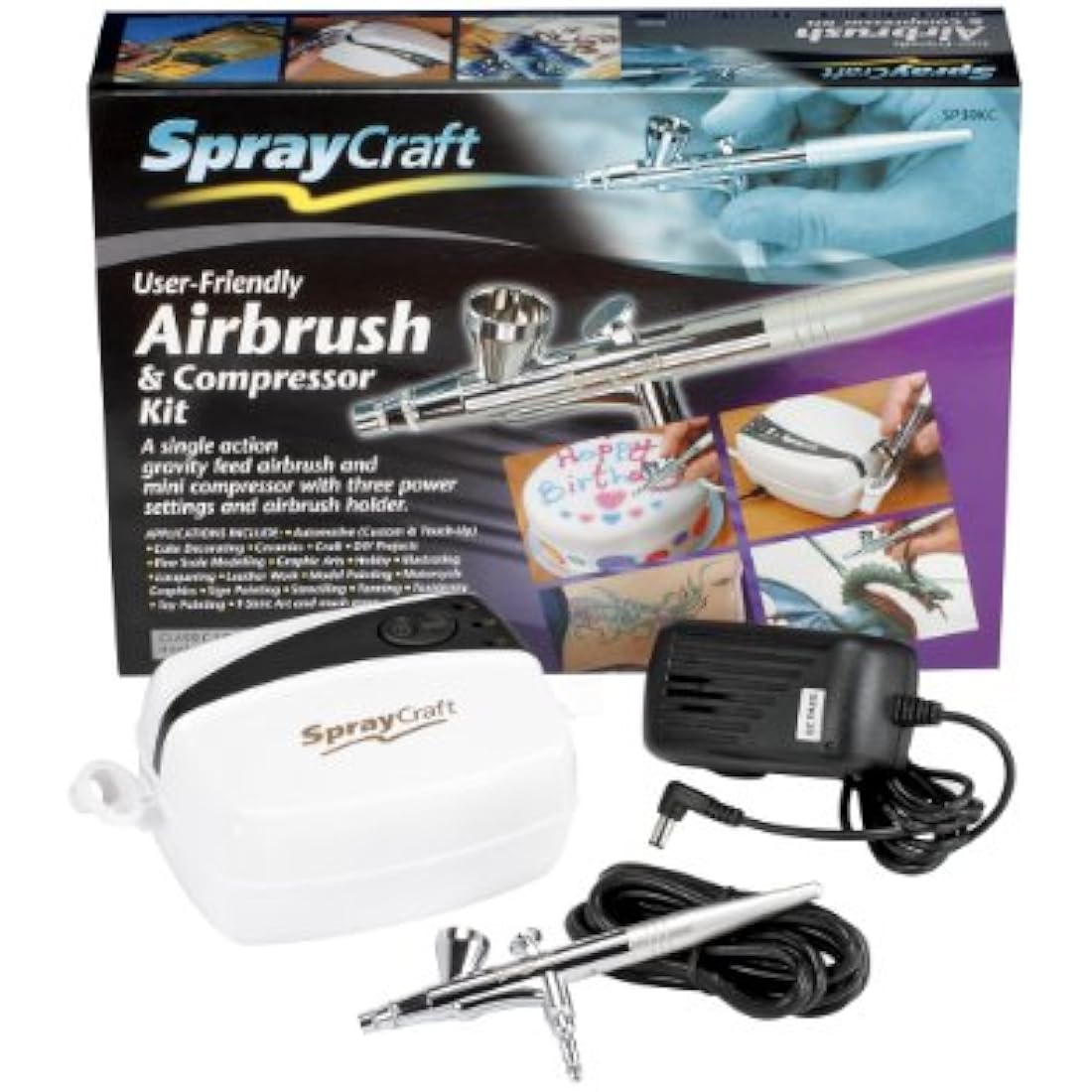 Spraycraft SP30KC Airbrush & Compressor Kit – Gravity Feed Set
