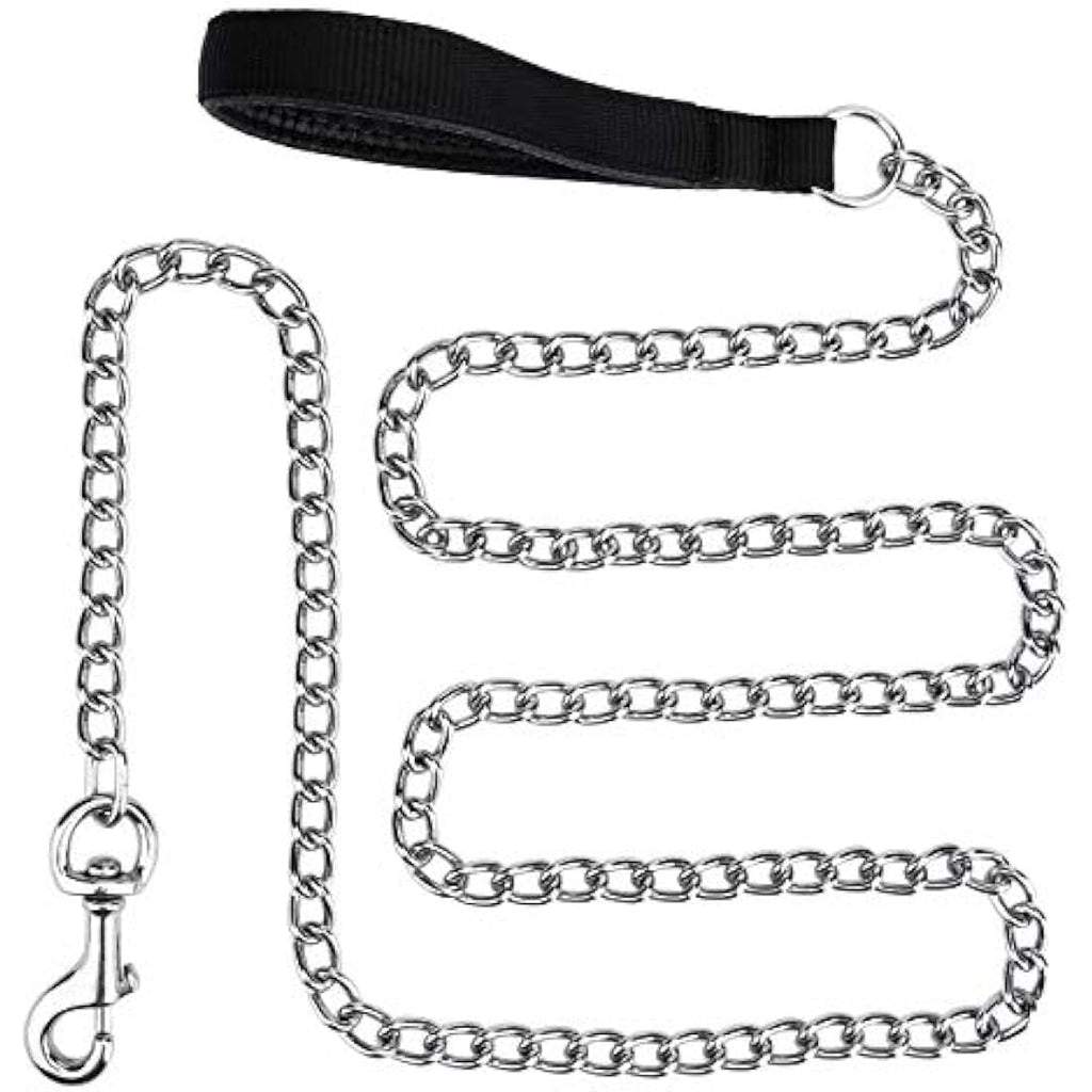 Filhome Chew Proof Metal Dog Leash | Heavy Duty Chain with Padded Handle