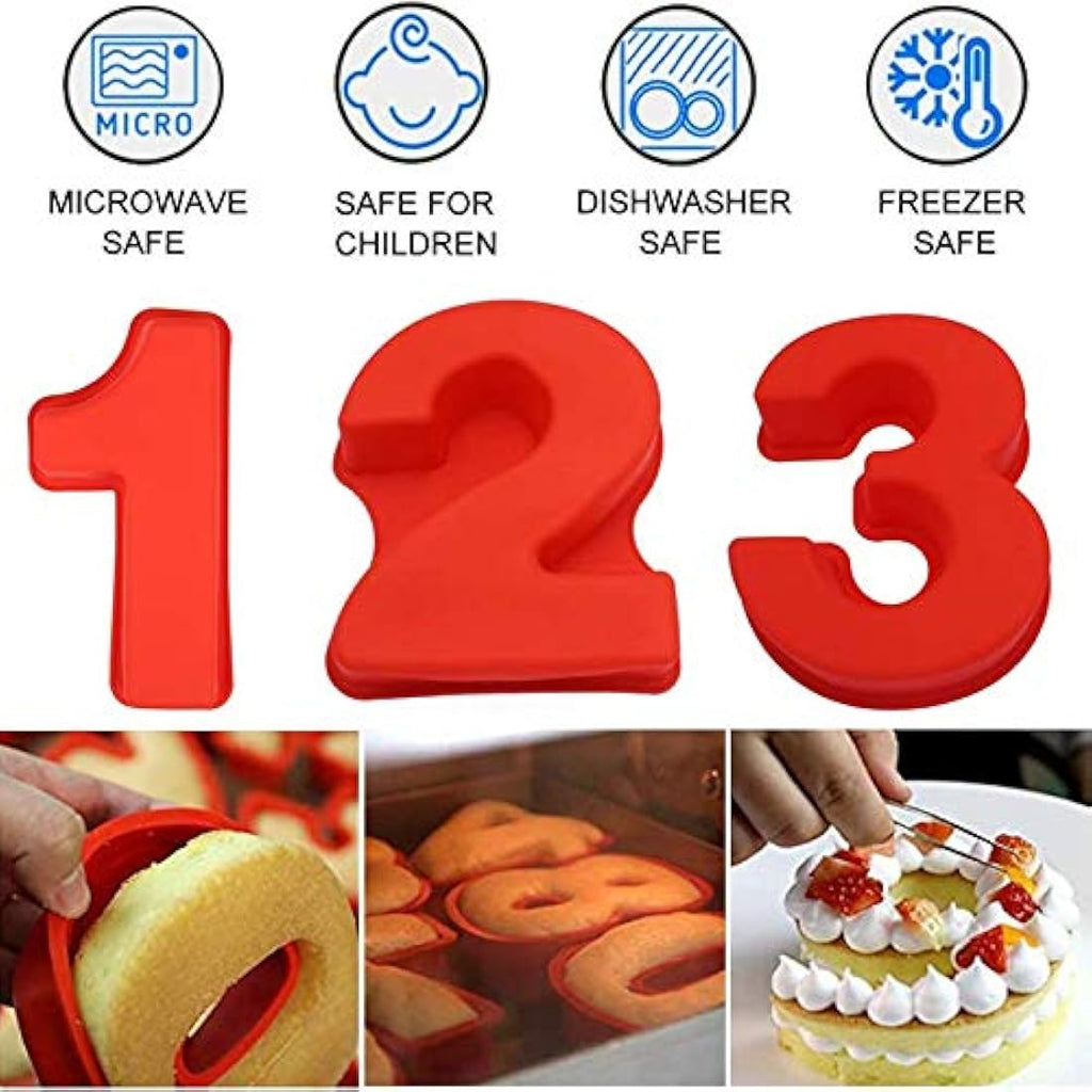 10 Inch Silicone Number Cake Molds - 9 Piece Baking Pan Set
