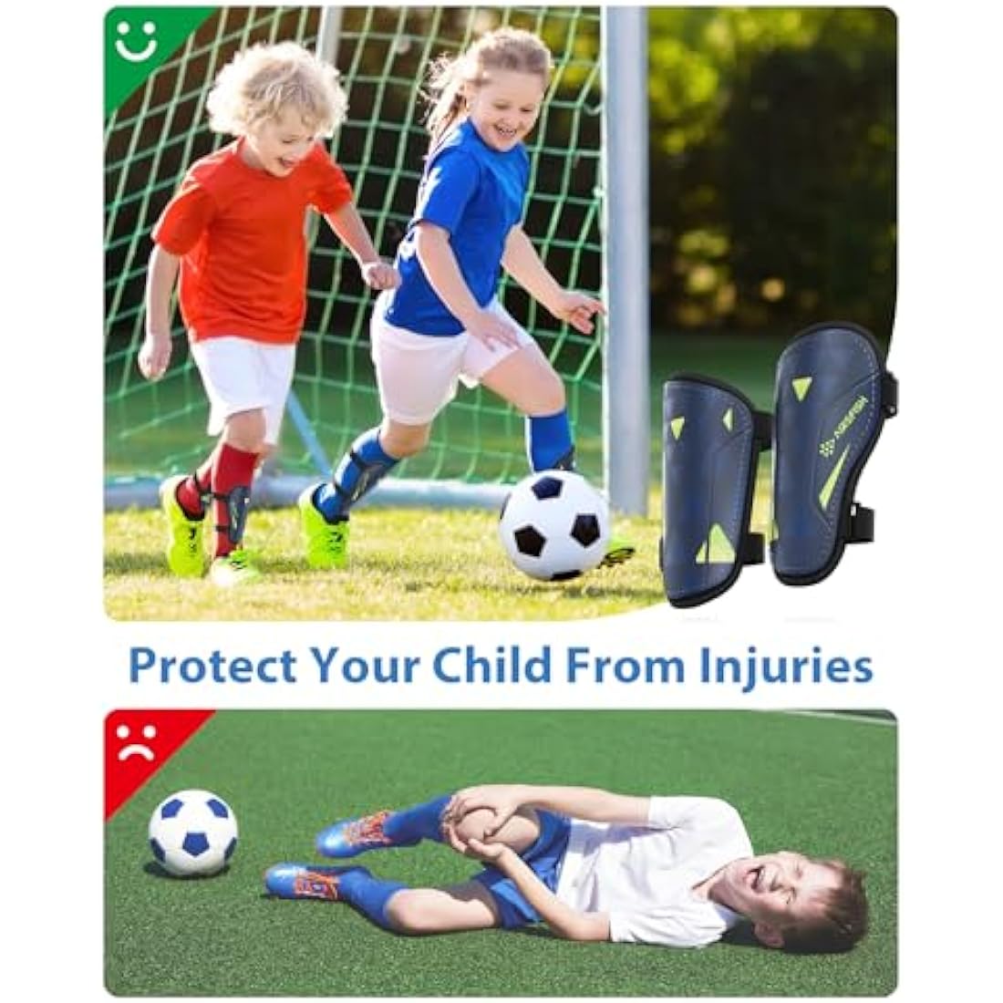 AirsFish Kids Football Shin Guards – CE Certified Soccer Shin Pads