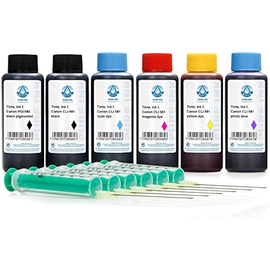 PureInk 6x100ml Refill Ink Kit for Canon PGI-580 CLI-581 Pixma TS8150