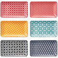 DOWAN 8-Inch Bone China Serving Platter Set - 6 Piece Vibrant Dessert Plates