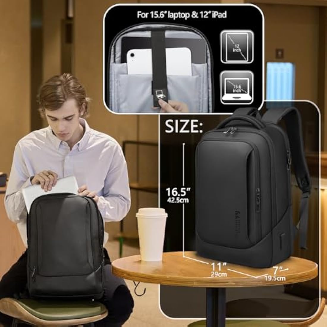 Heroic Knight Men's 15.6 Inch Laptop Backpack | Anti-Theft USB Travel Bag