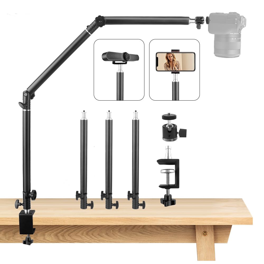 JEBUTU MS05 Overhead Camera Mount – Adjustable 3-Section Boom Arm