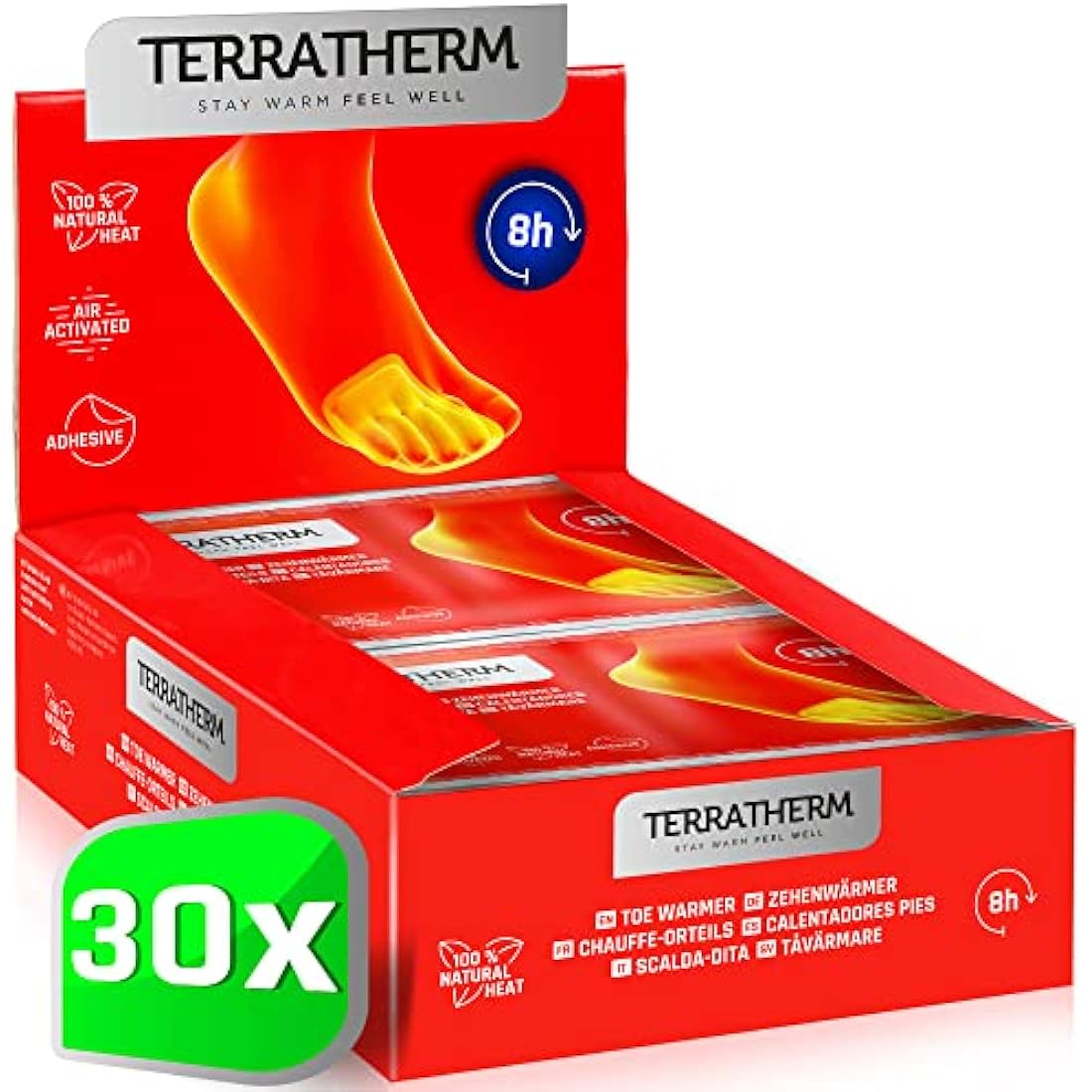 TerraTherm Adhesive Toe Warmers – 8 Hour Foot Heat Pads for Shoes