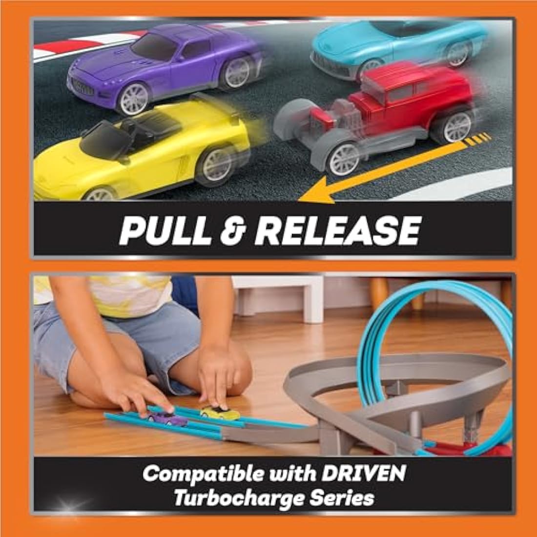 DRIVEN by Battat Pull-Back Toy Cars – 4 Pack Turbocharge Series Set