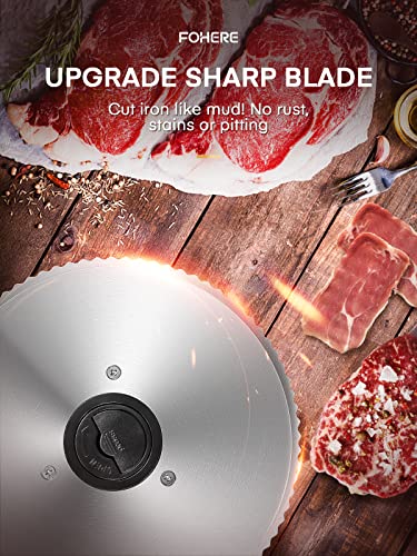 FOHERE Electric Meat Slicer – 200W Food Slicer with 2 Stainless Steel Blades