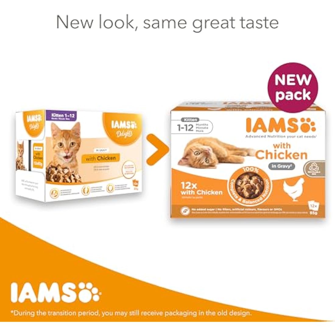 IAMS Kitten Wet Cat Food – Chicken in Gravy – 12 x 85g Multipack