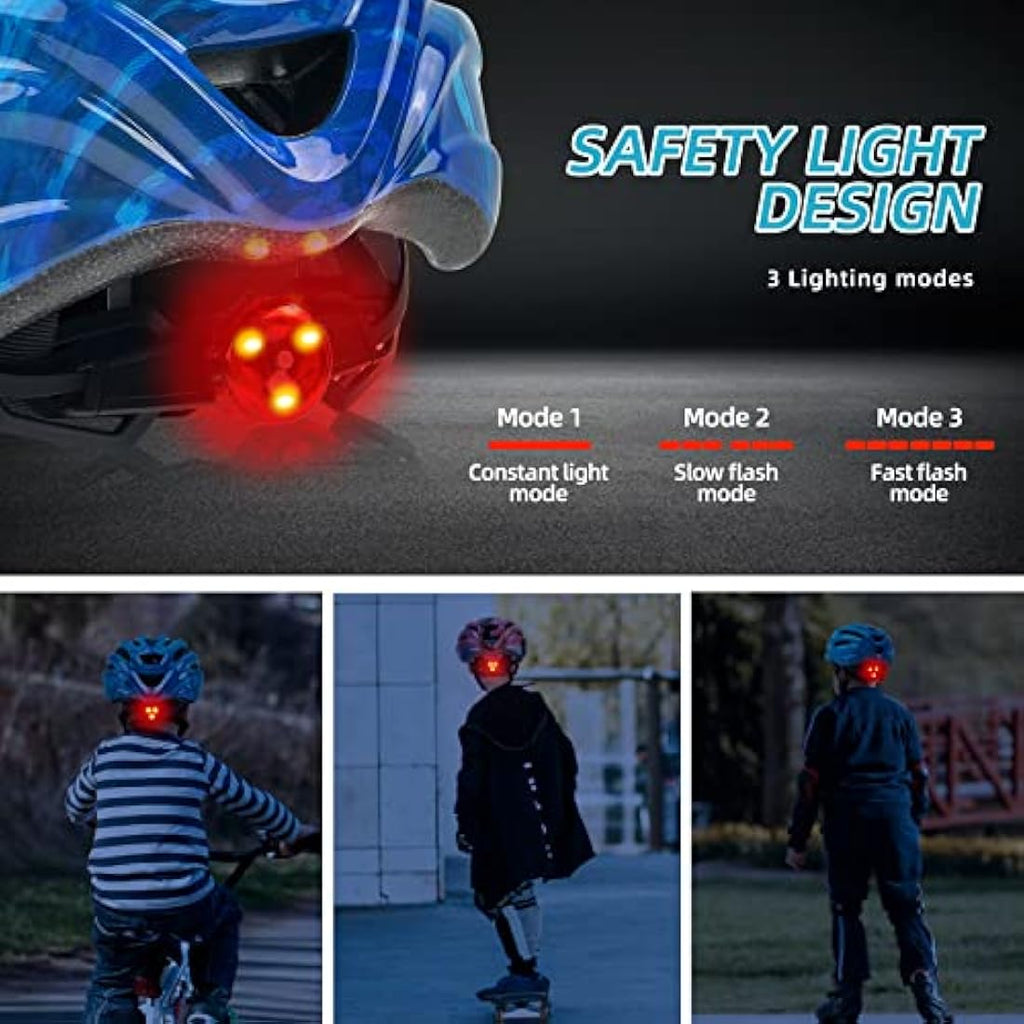 Exclusky Kids Bike Helmet with LED Light | Adjustable Size 50-57cm