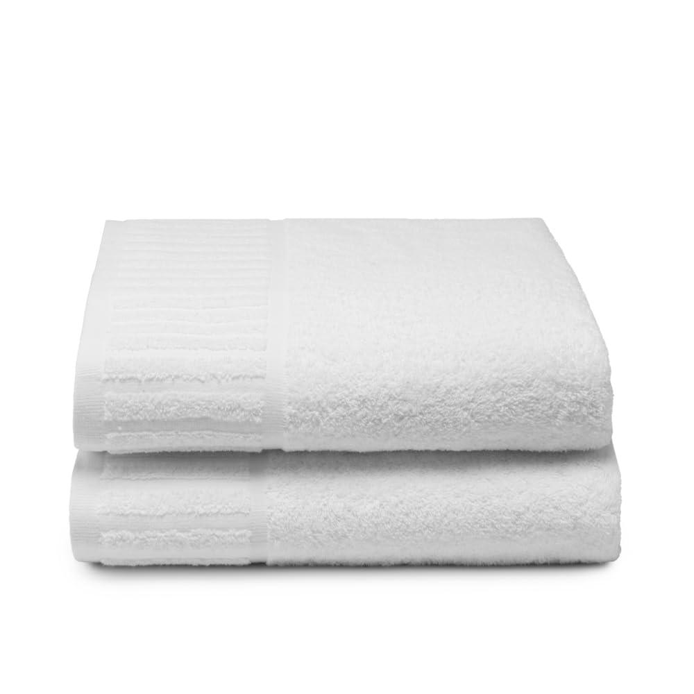 Egyptian Cotton Bath Towels – 2 Pack White Hotel Towels