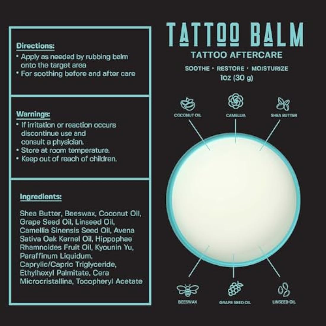 Base Labs Tattoo Balm - Organic Aftercare for Color Brightening - 2PK