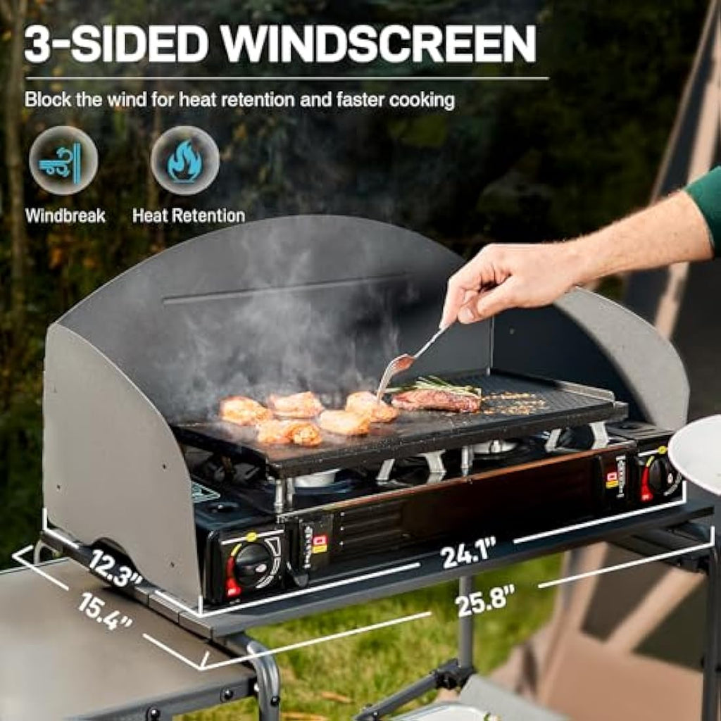 Ever Advanced Folding Camping Kitchen Table with Windscreen and Storage
