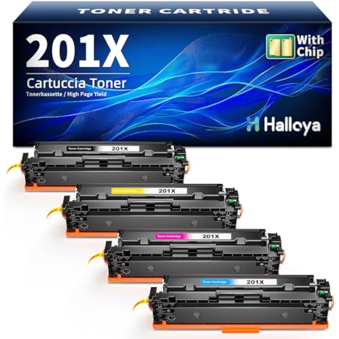 Halloya 201X Toner Cartridge 4-Pack for HP Color LaserJet Pro M277dw M252dw